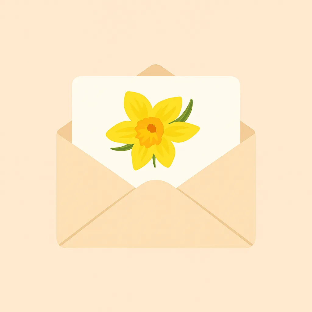 Envelope with a yellow flower